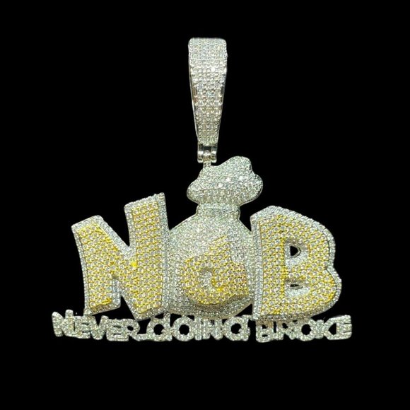 NEWNDB Money Bag Never Doing Broke Duo Color Letter Pendant